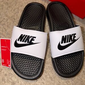 Nike Black and White Slides